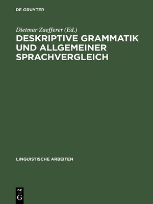 cover image of Deskriptive Grammatik und allgemeiner Sprachvergleich